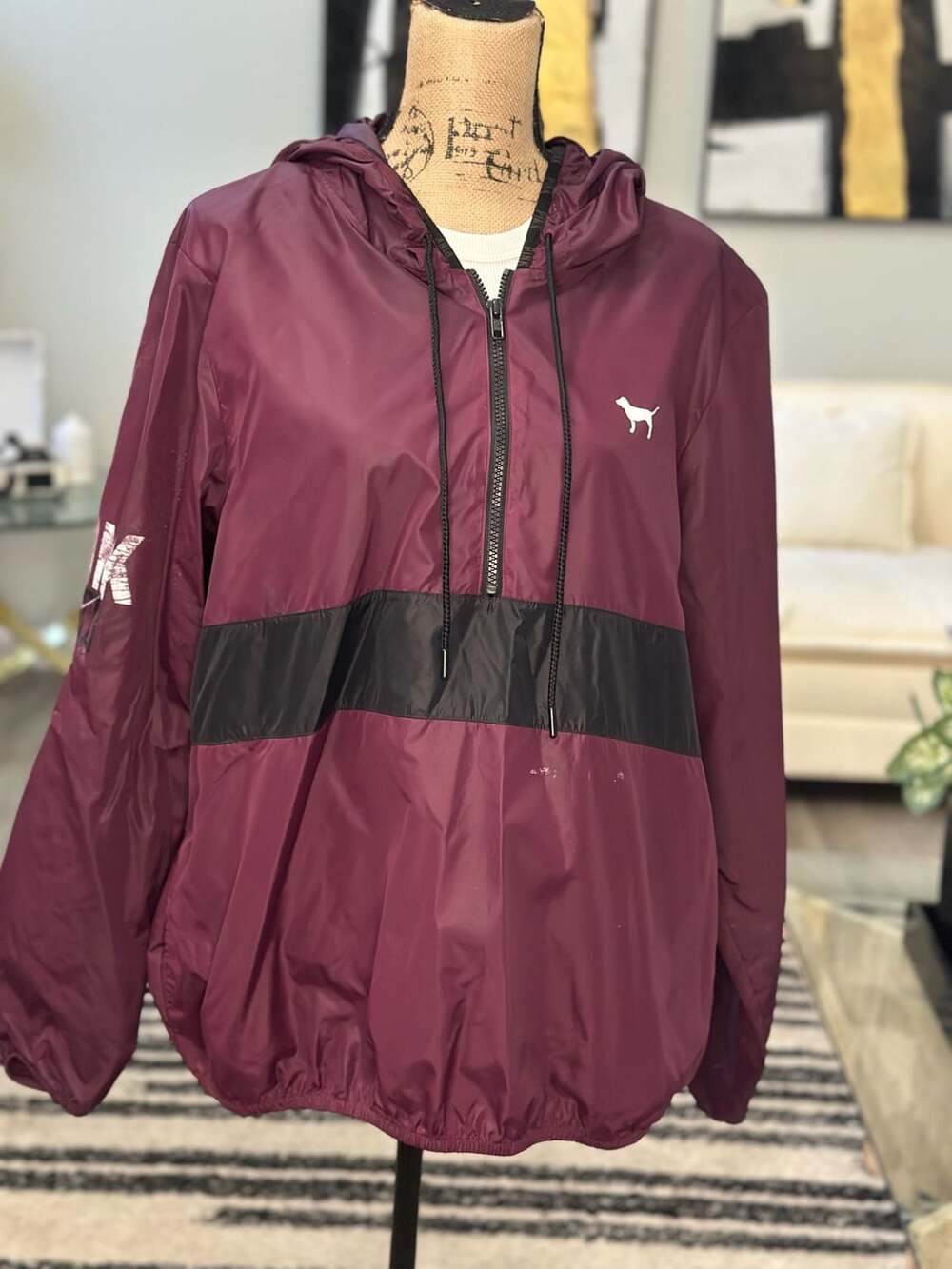 Victoria's Secret PINK Anorak Windbreaker Jacket M/L Burgundy
